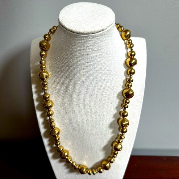 Karla Jordan Gold bead necklace Beaded Retro Vintage Preppy Single Strand - Picture 10 of 10